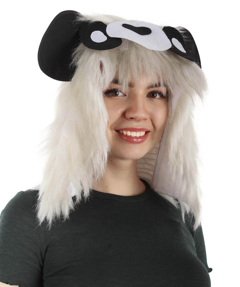 HPO White and Black Panda wig with Hoodie - Long Synthetic Fibers
