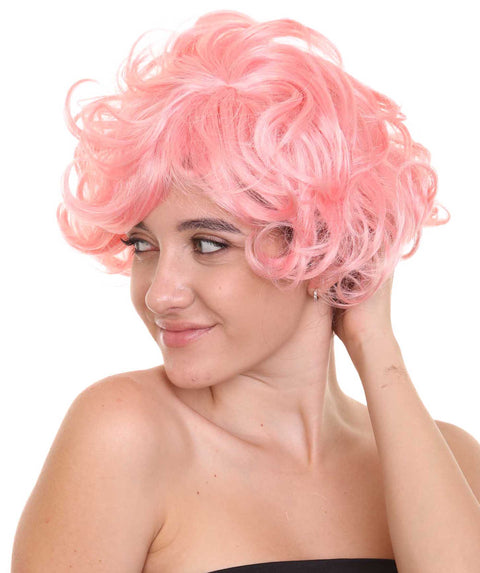 Pink Womens Wig | Coral Pink  TV/Movie Party Ready Fancy Cosplay Halloween Wig | Premium Breathable Capless Cap