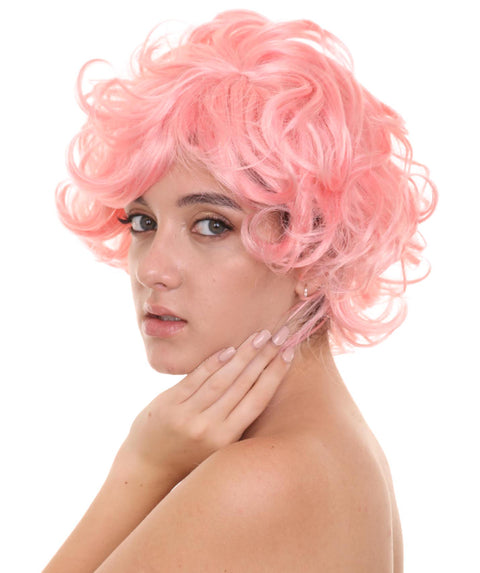 Pink Womens Wig | Coral Pink  TV/Movie Party Ready Fancy Cosplay Halloween Wig | Premium Breathable Capless Cap