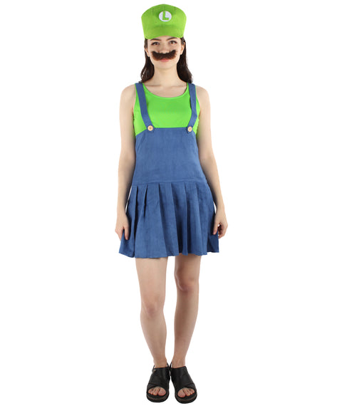 Adult Women's Plumber Costume | Green Cosplay Costume