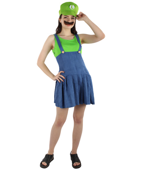 Adult Women's Plumber Costume | Green Cosplay Costume