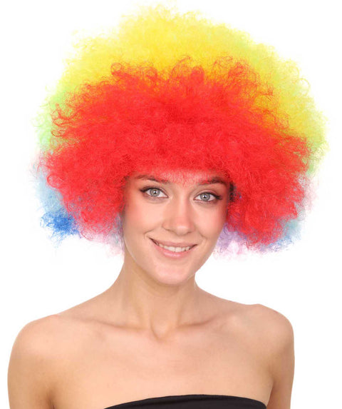 Rainbow Afro Clown Unisex Wig | Colorful LGBT Pride Super Sized Jumbo Wig | Premium Breathable Capless Cap