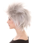80S Adult Women Rock Style Hair | Grey Cosplay Halloween Wig | Premium Breathable Capless Cap
