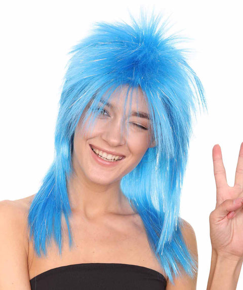Blue Rocking Diva Tinsel Wig