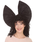 Australian Singer Curly Womens Wig |  Large Black Bow Cosplay Halloween Wig | Premium Breathable Capless Cap