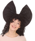 Australian Singer Curly Womens Wig |  Large Black Bow Cosplay Halloween Wig | Premium Breathable Capless Cap