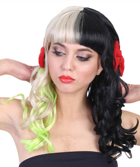 HPO Adult Women's Long Wavy Multicolor Singer Wig, Perfect for Halloween, Flame-retardant Synthetic Fiber