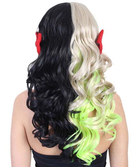 HPO Adult Women's Long Wavy Multicolor Singer Wig, Perfect for Halloween, Flame-retardant Synthetic Fiber