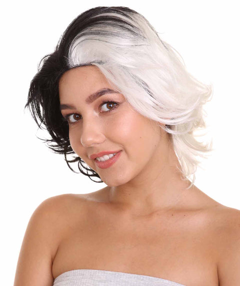 Adult Women's Short Black & White Fancy TV/Movie Cosplay Wig.
