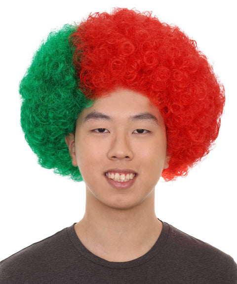 Portugal Sport Afro Fun Wig | Red Green Cosplay Halloween Wig