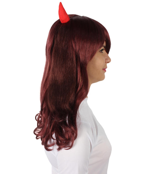 Adult Women's Anime Wavy Demon Wig with Horns | Multiple Color Options