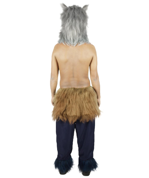  Men's Japanese Anime Demon Beast Fighter Cosplay Bundle Fluffy Boar's Head Mask with Pants and Waist Fur