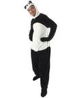 Adult Men's Black and White Straight Long Jumpsuit Panda Costume Bundle