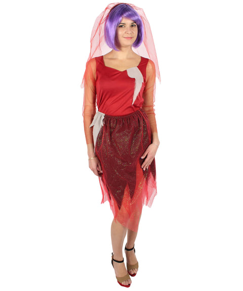Women's Corpse Bridal Red Dress Animated Movie Costume