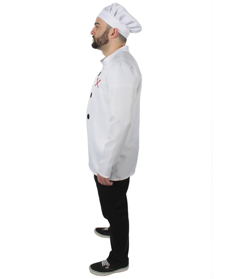 Unisex White Chef Costume Jacket and Toque Blanche