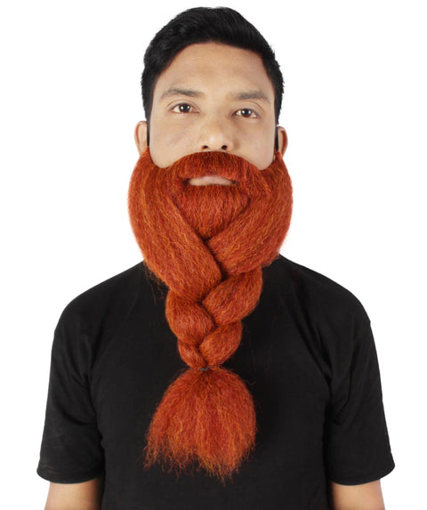 Men's Fake Human Hair Ginger Red Braided Vikings