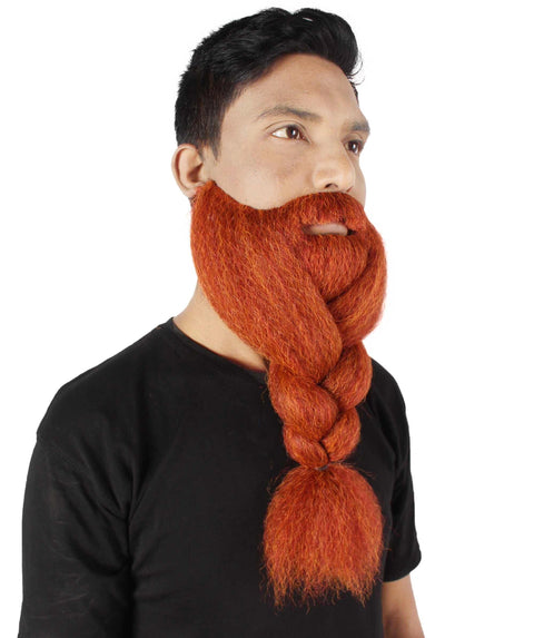 Men's Fake Human Hair Ginger Red Braided Vikings