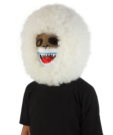 Unisex Abominable Snowman White Head Mask Wig