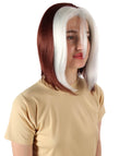  Women’s Short Mutant Egirl Superhero Burgundy Brown & White Strand Wig
