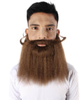 Men’s Wizard Long Dark Brown Beard and Curly Mustache