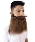 Men’s Wizard Long Dark Brown Beard and Curly Mustache