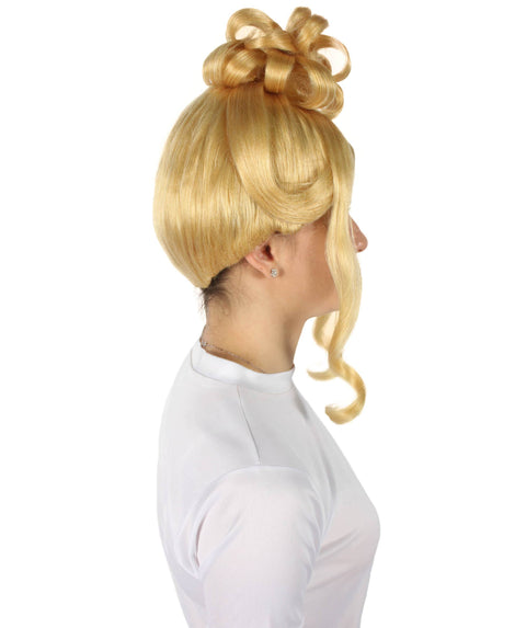 Women Drag Race Television Show Blonde Middle-parted Hair Updo Wig