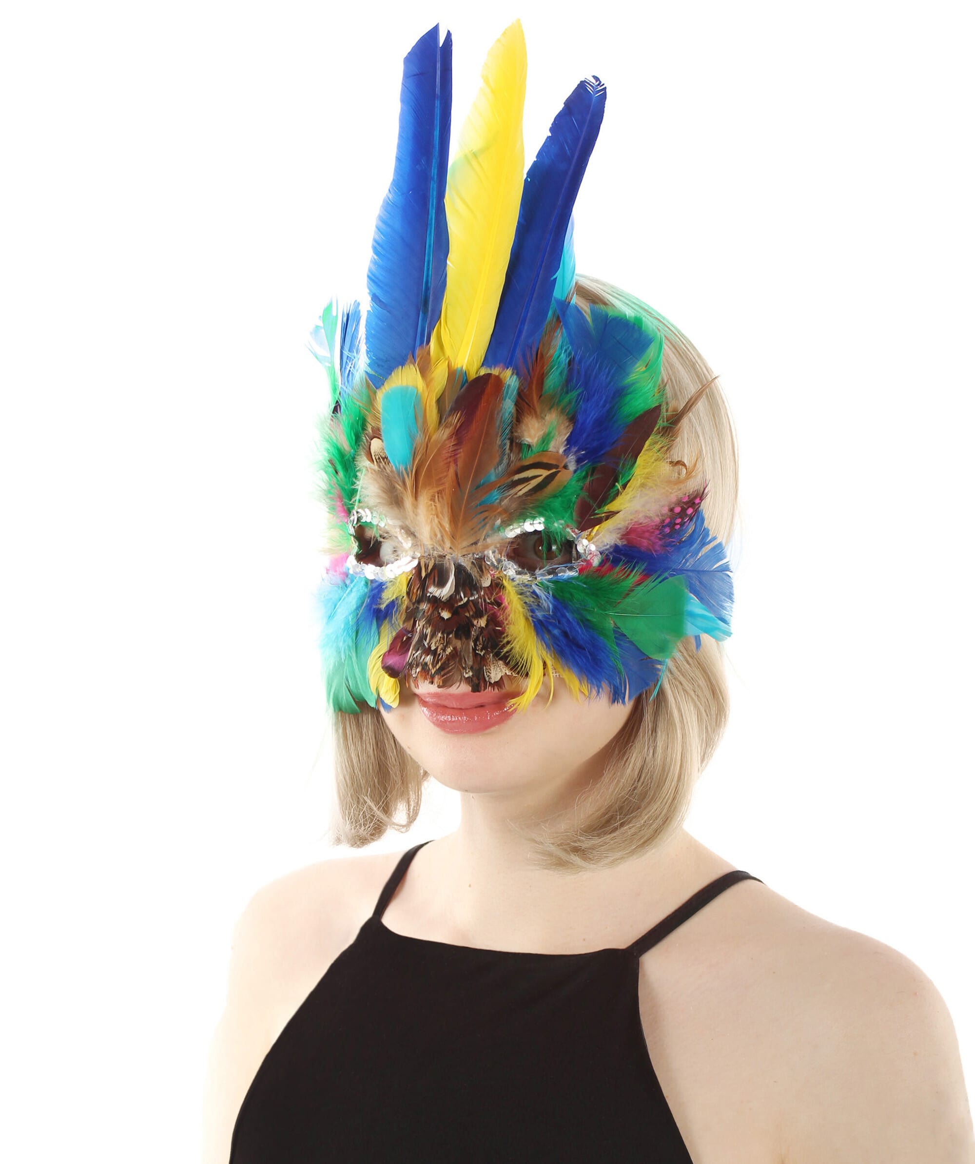 Unisex Multi-color Feather Masquerade Mask - One Size / Rainbow ...