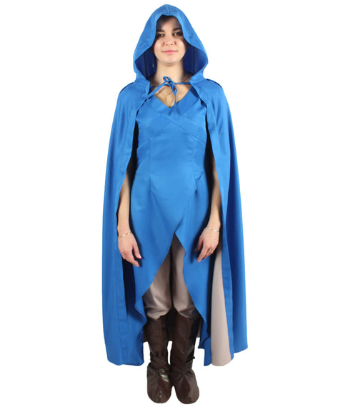 Women’s Fantasy TV Drama Dragon Queen Blue Hooded Cape Costume