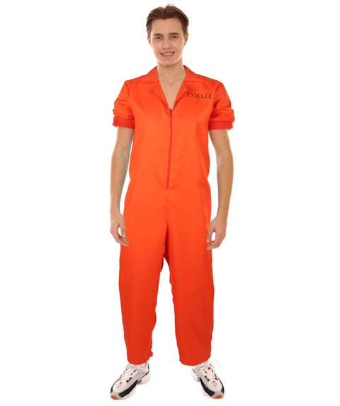 Men’s Orange Convicted Criminal Prisoner Uniform Costume 