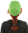 Women’s Animated Panda Cartoon Movie Braided Wig with Green Hat Attached