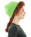 Women’s Animated Panda Cartoon Movie Braided Wig with Green Hat Attached
