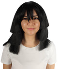 Multi-layered Straight Black Wig with Bangs