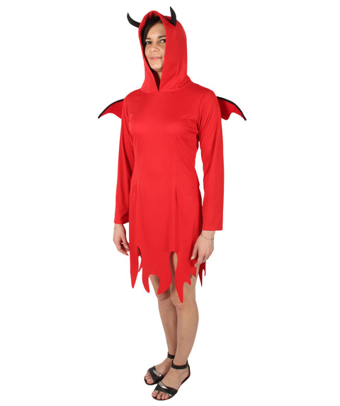 Women’s Cute Red Devil Costume with Horns and Tail | Perfect for Halloween 