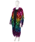 HPO Adult Women's Rainbow and Glitter Ombre Tinsel Jacket I Perfect for Halloween