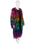 HPO Adult Women's Rainbow and Glitter Ombre Tinsel Jacket I Perfect for Halloween