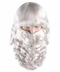 Men's Father Xmas Santa Claus Wig and Beard Set | White Merry Christmas | Premium Breathable Capless Cap