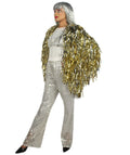 HPO Pryzm Femme Disco Babe Costume - Includes Silver Sequin Bralette and Wide Leg Pants