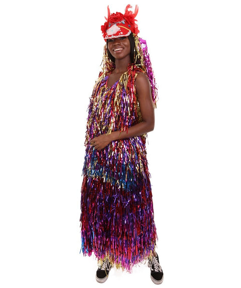 HPO Femme Two-Piece Costume - Extra Long Tinsel Top with Maxi Skirt