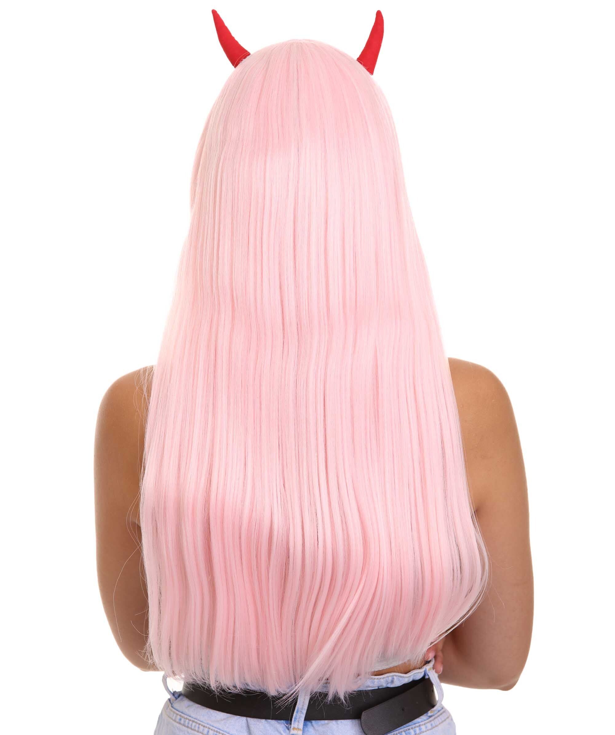 Women’s Anime Pink Devil Horns Base Wig | - Adult / Pink ...