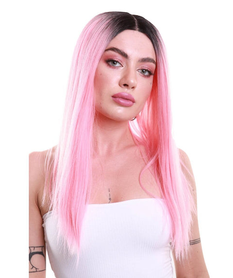  Lace Front Center Part Wig with Dark Roots