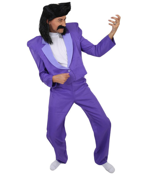80's Rock Star | Dark Purple Suit with Mock Turtle Neck | Premium Halloween Costume
