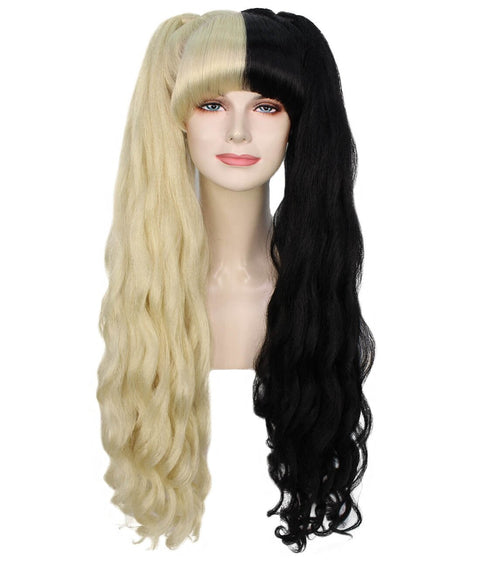 Women's Two-Tone Extra High Pigtails With Wavy Texture and Bangs Blonde | Fashion Wig | Nunique