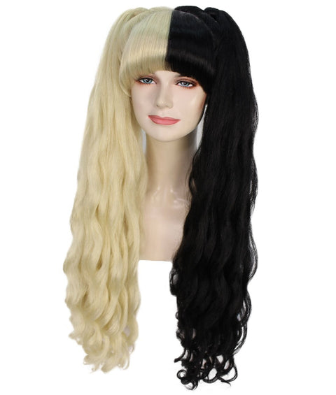 Women's Two-Tone Extra High Pigtails With Wavy Texture and Bangs Blonde | Fashion Wig | Nunique