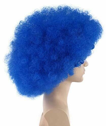 Blue Super Afro Clown Wig