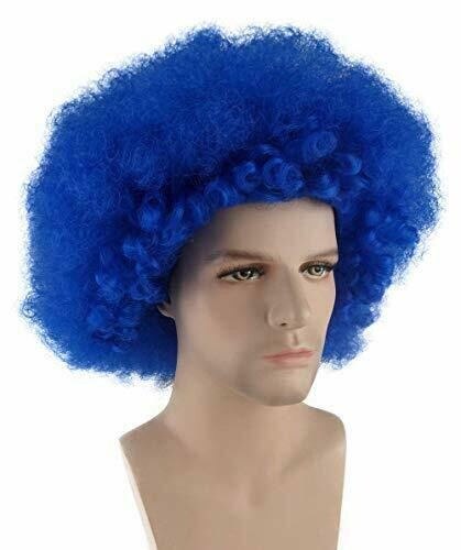 Blue Super Afro Clown Wig