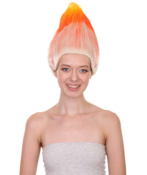 Women's Dwarf Wigs | Cosplay Orange & White Trolls Wigs | Premium Breathable Capless Cap | HPO